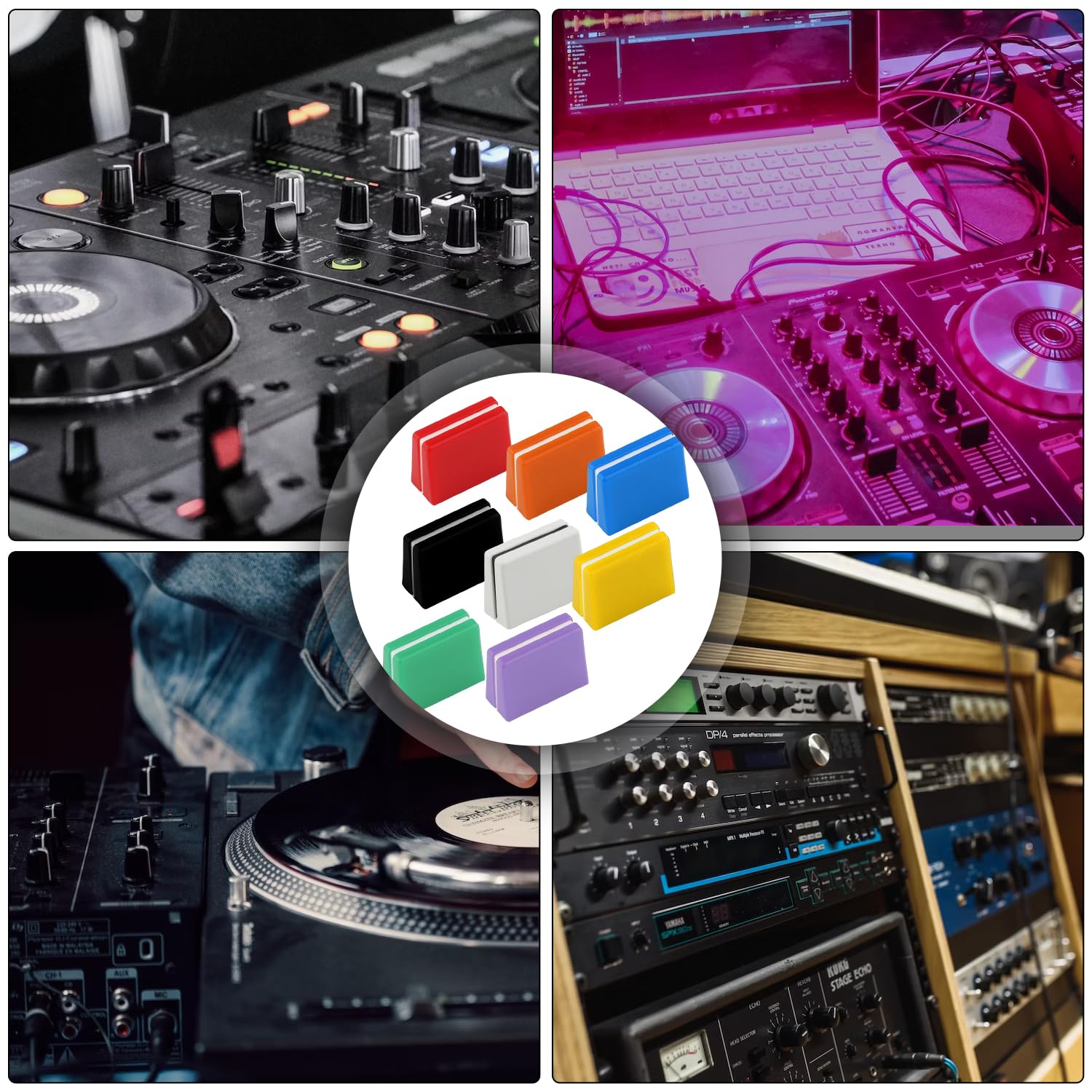 8pcs Fader Caps, Colorful Fader Caps Mixer Slider Fader Knobs for Pioneer DJM350, 400, 500, 700, 750, 800, 850, 900NEXUS, 900SRT, 900NXS2, 2000, 2000nexus Easy to Install