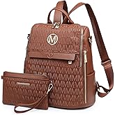 MKP COLLECTION Women Fashion Backpack Purse Multi Pockets Anti-Theft Rucksack Travel Shoulder Bag Handbag Set 2pcs