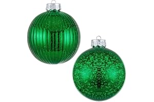 JORYSICS Large Christmas Ball Ornaments 6-inch, Green Oversized Shatterproof Plastic Decorative Hanging Mercury Ornaments Ball for Xmas Holiday Party Decorations Set of 2(6.0" (2pcs), Green)