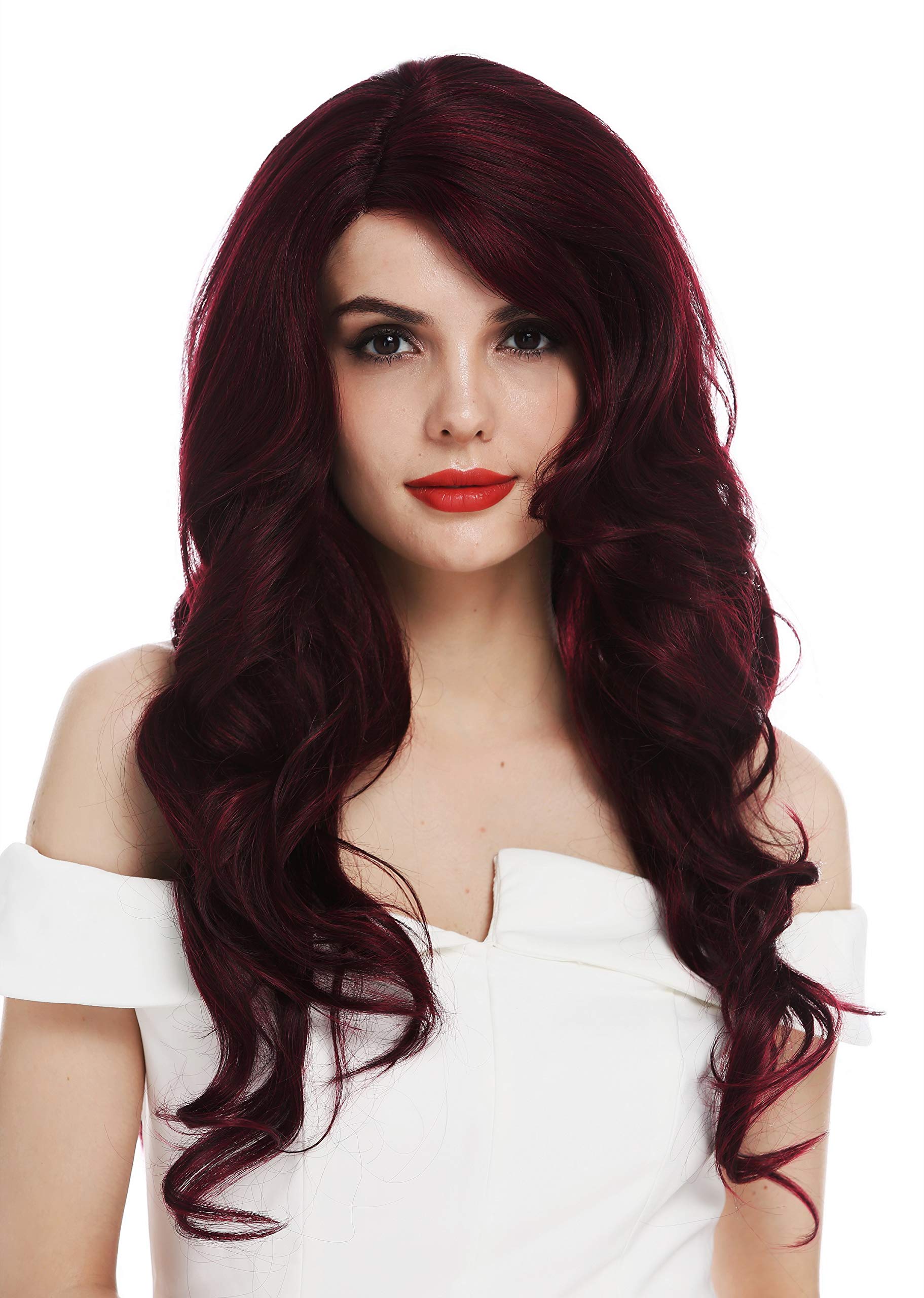 WIG ME UP - LO1703-MF-2SP118 wig women's wig lace front partial monofilament long wavy curls parting black brown red highlights