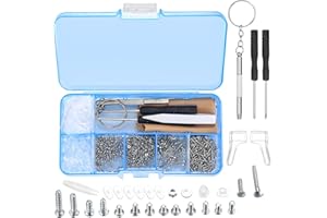 ANBEEISS About 500 Pcs Eyeglasses Repair Kit, with 10 Pairs Nose Pads, 3 Pcs Micro Screwdrivers, Tweezer, Sunglasses Micro Screws Assortment Kit for Eyeglass, Sunglasses, Glasses & Watch Repair