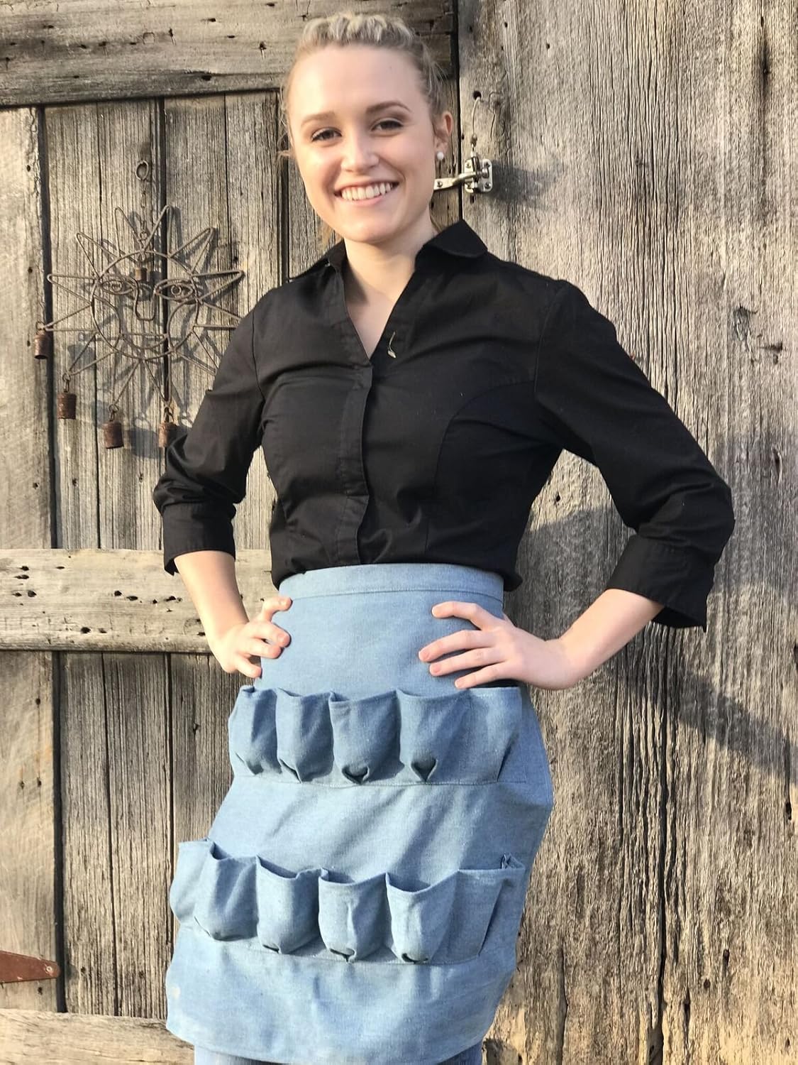 Backyard Barnyard Egg Gathering Apron 12 Pockets Soft Durable Denim Bag for Collecting Chicken and Quail Eggs