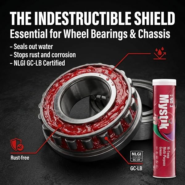 MYSTIK JT-6 HIGH TEMP GREASE TUBES FOR GREASE GUN, MULTI PURPOSE RED LITHIUM COMPLEX, NLGI 2, WHEEL BEARING GREASE, 14 OZ, 10 PACK