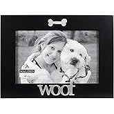 Malden International Designs Black Wood Expression Picture Frame, Woof, 4x6, Black