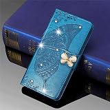Reevermap Glitter Crystal Flip Case for 3.4 Phone - Blue Butterfly Design view 4