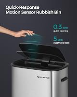 SONGMICS 50L Sensor Kitchen Bin with Soft-Close Lid Stainless Steel view 3