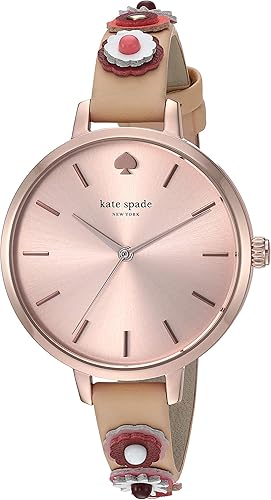 Amazon Com Kate Spade New York Women S Metro Stainless Steel Analog Quartz Watch With Leather Strap Beige 10 Model Ksw1463 Watches