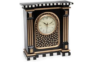 MACKENZIE-CHILDS Courtly Check Black Mantel Clock, Decorative Clock for Kitchen and Living Room