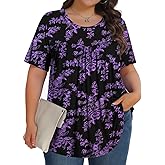 Womens Plus Size Tops Tunic Short Sleeve Crew Neck Shirts Casual Soft Blouse 1X-5X