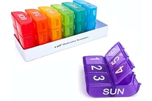 E-PILL MEDICATION REMINDERS e-Pill 6 Times a Day x 7 Day Weekly Pill Organizer, Vitamin, and Medicine Box - Multicolor