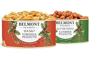 Belmont Peanuts Holiday Gift Bundle with Sea Salt and Butter Toffee Virginia Peanuts, 20 oz (2 Pack) – Hand Seasoned, No Preservatives, Absolutely Delicious – A Secret Santa Favorite