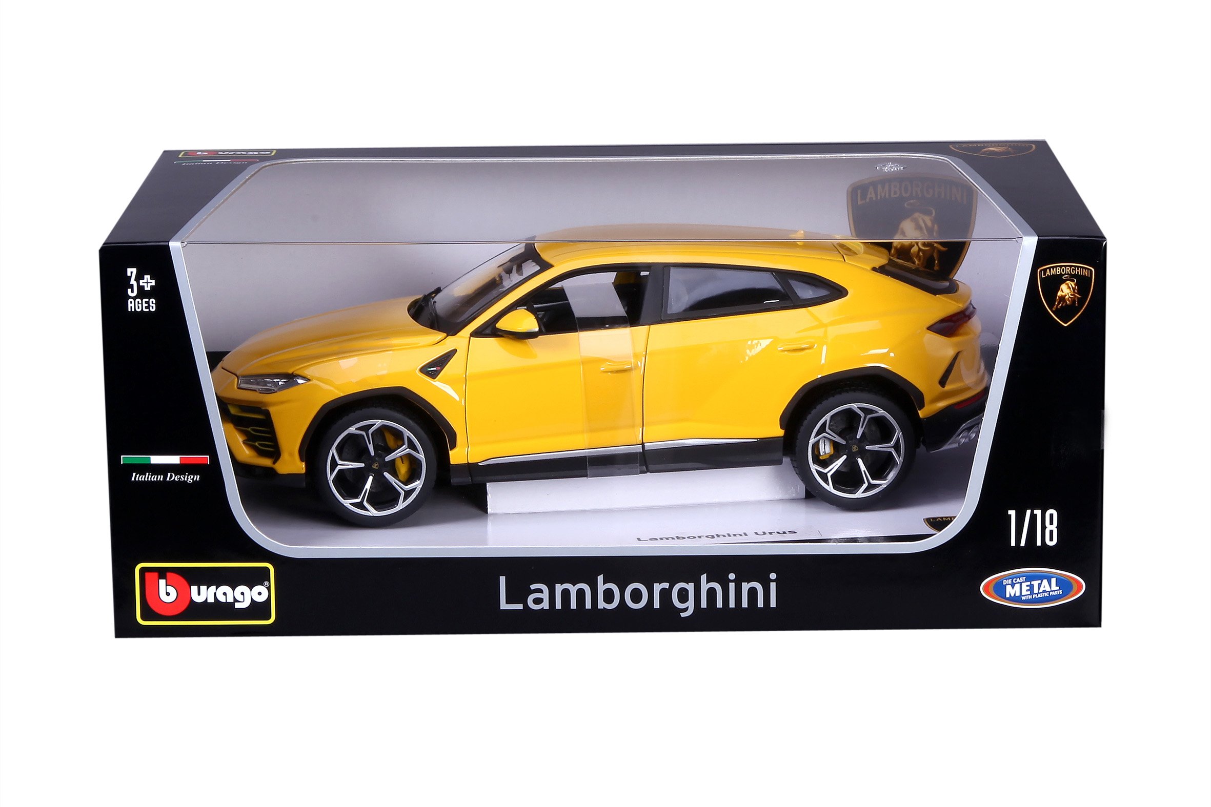 Bburago 1811042Y 1:18 Lamborghini Urus, Yellow