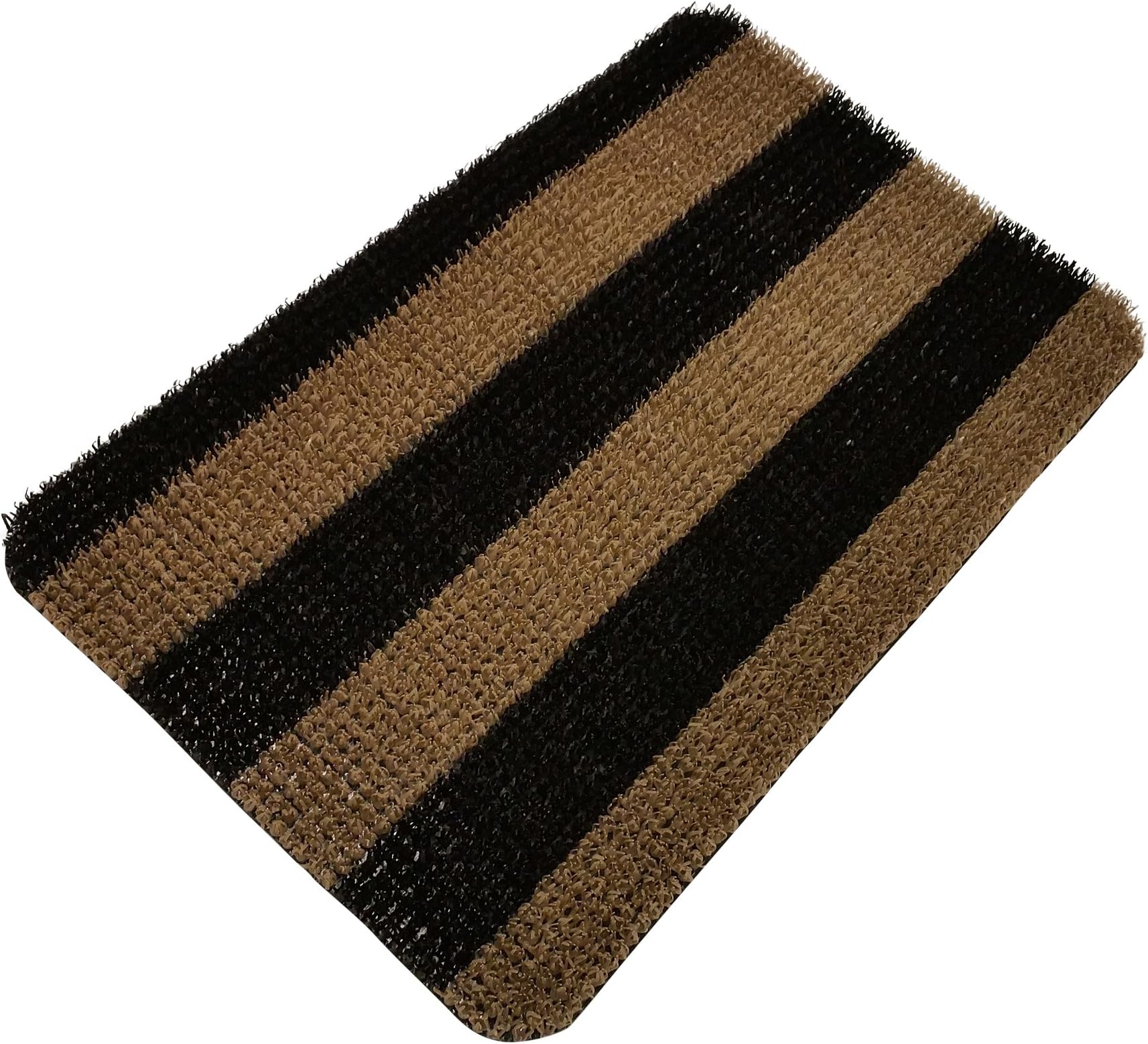 GARDENBYRD – Door Mats Outside made with Plastic Doormat Grass Fibers, Black, Tan, 18 x 30