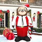 PIPIMOUSE 5.6 FT Christmas Inflatables Sloth Outdoor Decoration with LED Lights, Blow up Sloth Gentleman with Cane, Sloth Blow up Yard Decorations for Garden Lawn Patio Decor