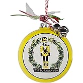University of Michigan Wolverines Ceramic Ball Ornament - Team Logo & Nutcracker Design w/Ribbon & Bells by Magnolia Lane - Christmas Decoration, Gift for U of M Students, Alumni - for Home, Dorm