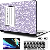 MEEgoodo for MacBook Air 13 inch Case 2021 2020 2019 Released A2337 M1 A2179 A1932 with Touch ID, Plastic Hard Shell Keyboard Cover Compatible with MacBook Air 13 inch Retina, Composition Book Purple
