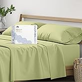 Mayfair Linen 100% Organic Cotton Sheets Queen Size - 4 PC Organic Cotton Queen Size Percale Weave Sheet Set, Soft, Cooling, Crisp & Breathable, 16" Deep Pocket Hotel Quality Bedding Set - Sage Green