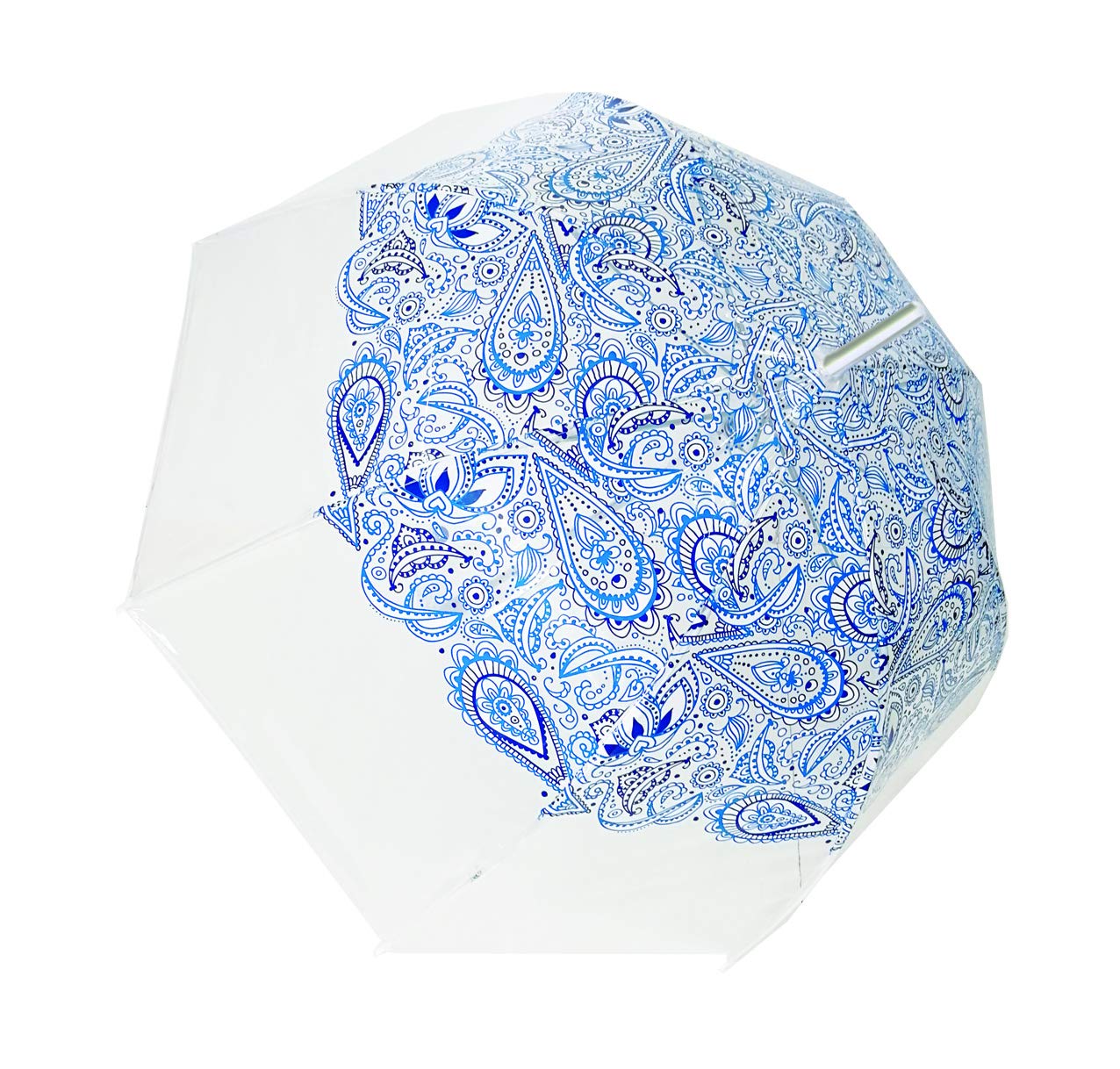 SMATI Clear Dome - Stick Umbrella Colorful dots for Woman - windproof (Blue Paisley) — image 1