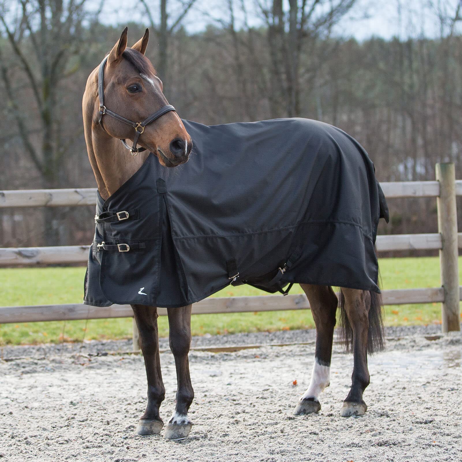 Horze Nevada Turnout Rain Horse Rugs Sheet With Waterproof And Windproof Horse Rug 1200D Ripstop Fabric For Wet Weather, Black, 115