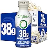 Orgain 38g High Protein Grass-Fed Shake, 6g BCAAs, Vanilla, 14 oz, 12pk | Ready to drink dairy isolate milk protein, meal replacement, 1g sugar per serving, keto friendly, gluten free