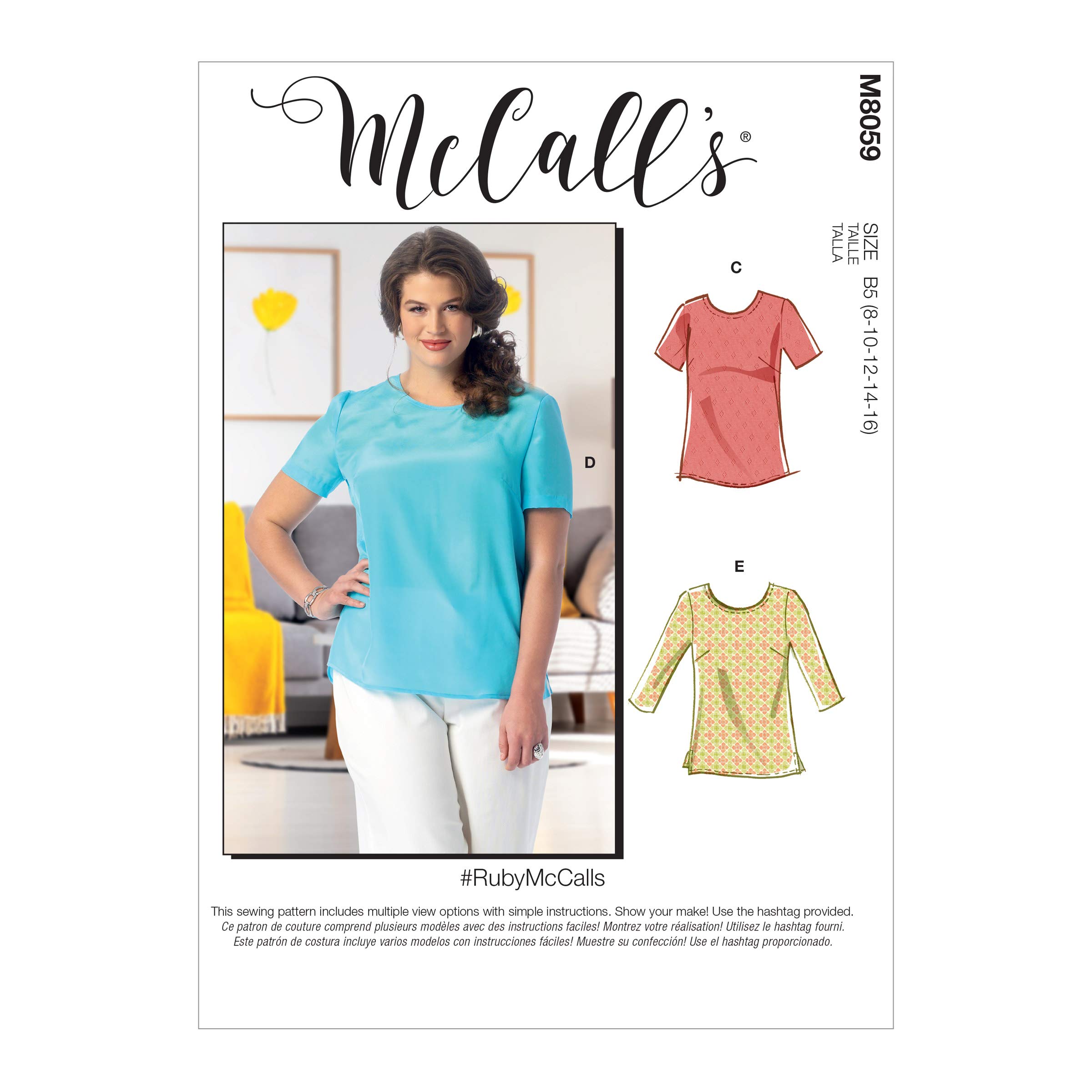 McCalls Pattern M8059RR Misses'/Women's Pullover Tops and Tunics RR (18W-20W-22W-24W), Various