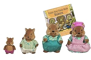 Li'l Woodzeez – Bushytails Squirrel Family – Set of 4 Collectible Posable Squirrel Figures with Storybook – Pretend Play Doll Figures – Gift Toy for Kids Age 3+