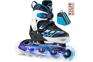 OBENSKY Adjustable Inline Skates for Girls and Boys, Fun Illuminating Inline Skates for Kids Ages 5-8 8-12, Roller Skates for Youth Beginners - Includes Free Skate Bag