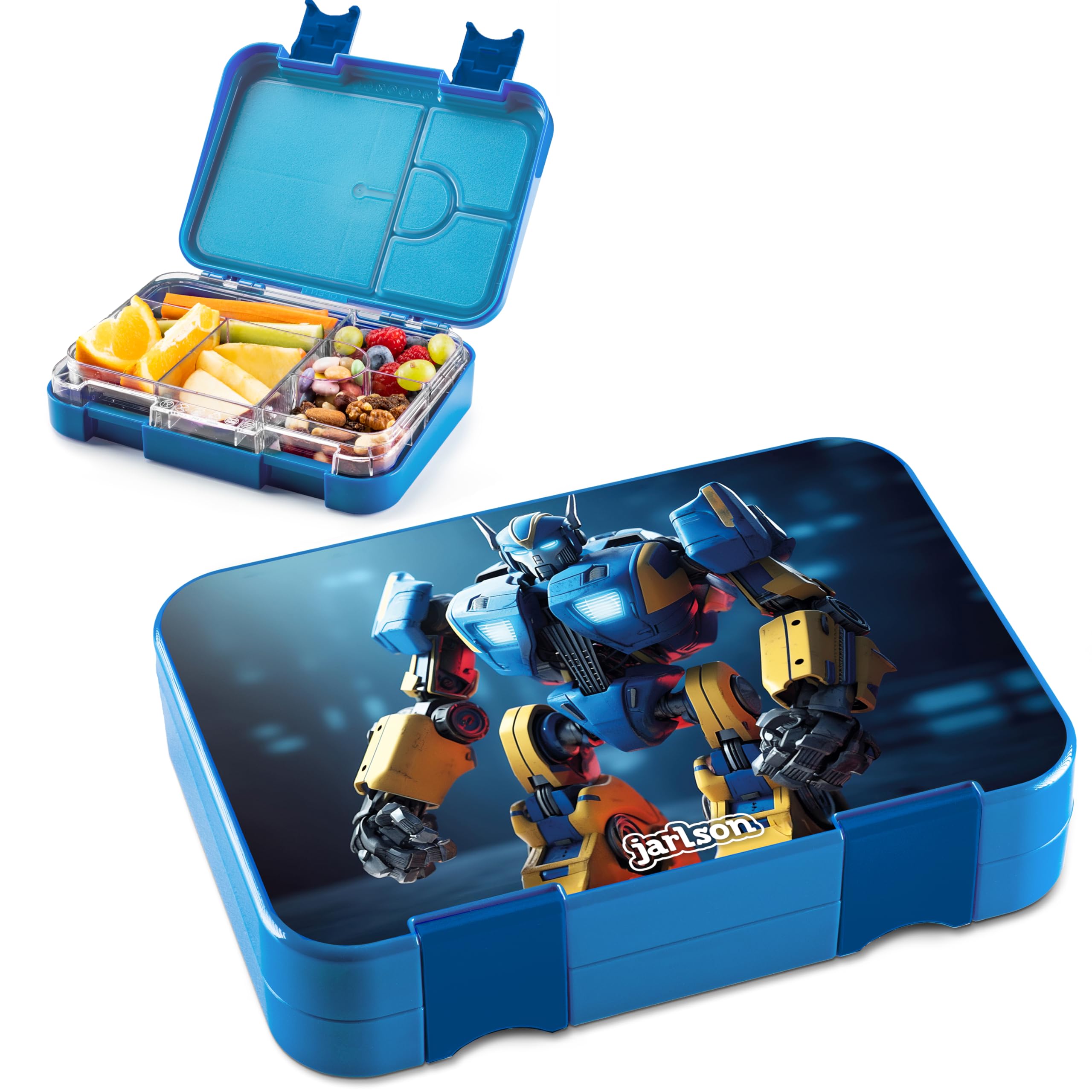 Jarlson® Children's Lunch Box with Compartments - Toni Lunch Box - Bento Box Leak-Proof - Lunch Box for Nursery and School - Girls and Boys | Lunch Box | Snack Box (Robot)