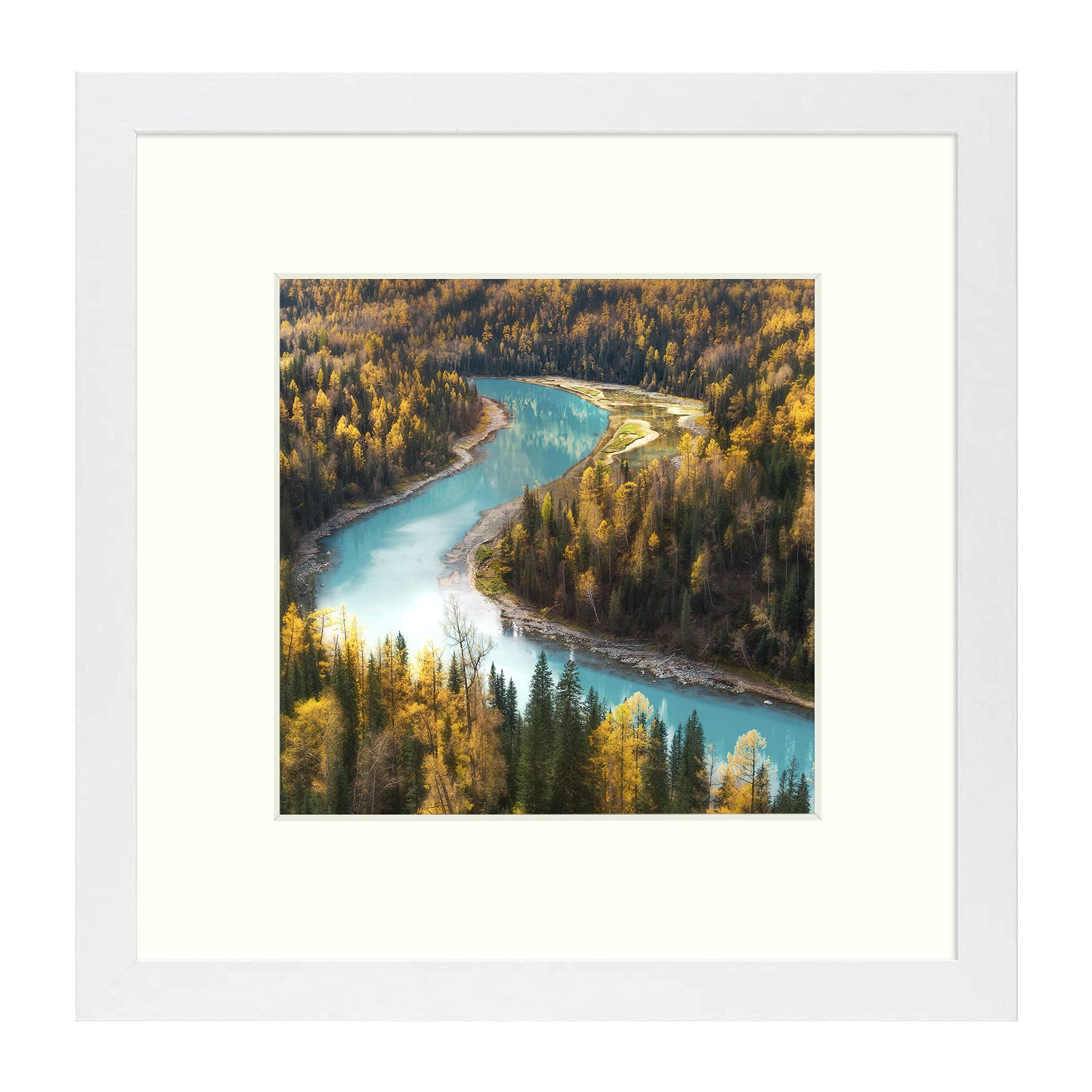 Frametory, 12x12 Picture Frame with 8x8 Mat, Gallery Photo Frame Glass Square Frame for Wall Decor - Wide Molding - Built in Hanging Features (White, 1 Pack)