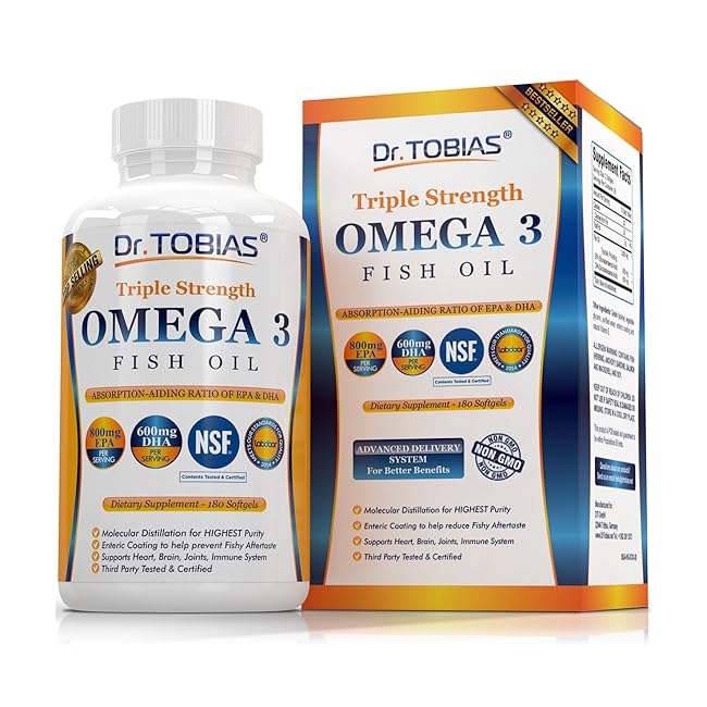 Dr. Tobias Omega 3 Fish Oil Triple Strength, B...
