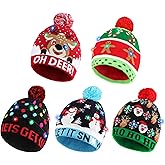 Blowata Christmas Hat with 6 LED Lights, 3 Flashing Modes Light Up Christmas Beanie Hat