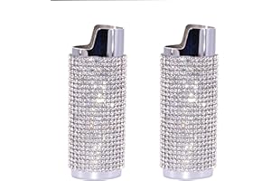 DESIGNS ABLAZE Mirrored Silver Lighter Cover Sleeve with Crystal Rhinestones LS51