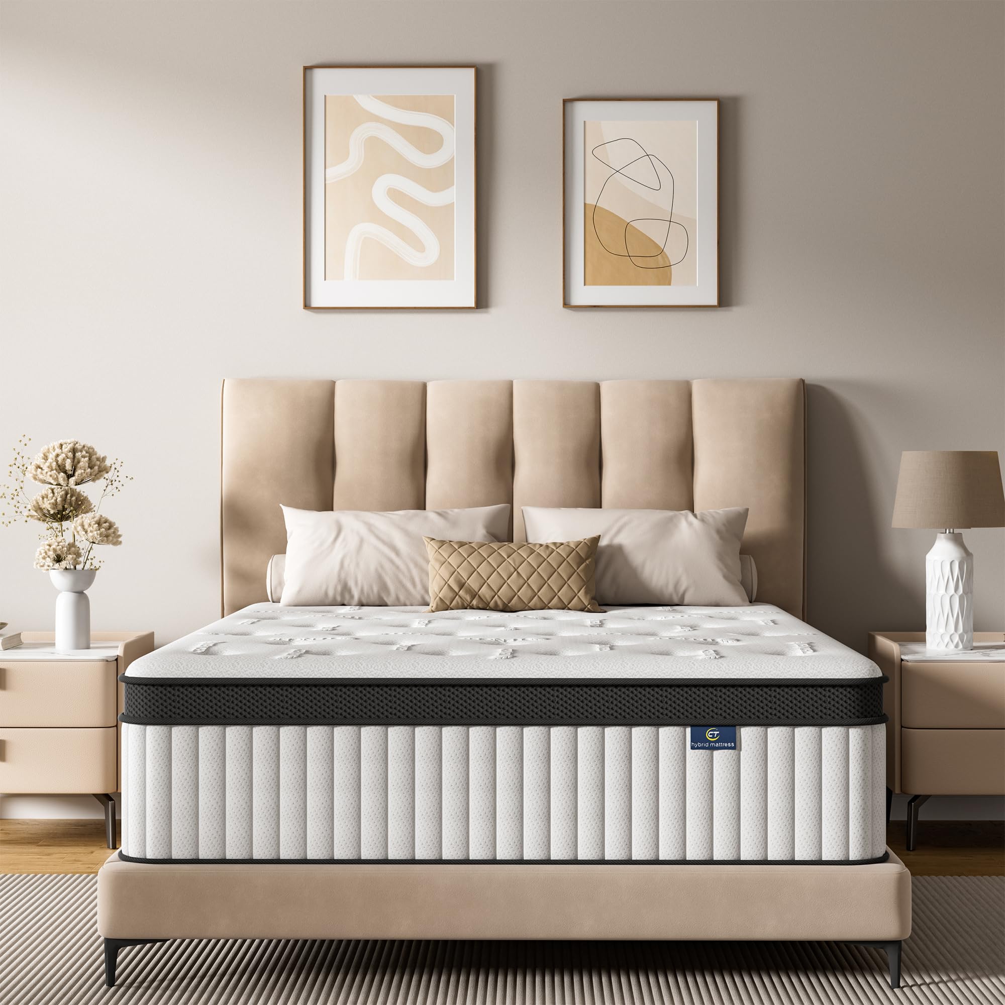 Photo 1 of cemtip Full Size Mattress, 10 Inch Hybrid Mattress in a Box, Memory Foam and Pocket Springs, Fiberglass Free, Soft and Breathable, Medium Firm Feel