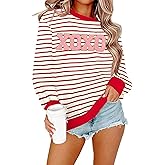 Huovud Valentines Sweatshirt Women Funny Love Heart Graphic Valentine Shirt Casual Long Sleeve Pullover Tops