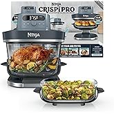 Ninja Crispi Pro Glass Air Fryer, 6-in-1, Cyberspace, AS101CY | Max crisp, air fry, bake, roast, recrisp, dehydrate, 1800W, 450F max, 6Qt, 2.5Qt containers