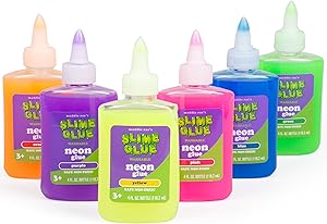 Maddie Rae's Slime Making NEON Glue - (6) 4oz Bottles, 6 Different Colors, Immediate Shipping - Non Toxic, School Grade Formula, Perfect for Slime Making Kit Supplies, Crafts, Easter Basket