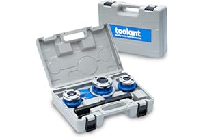 toolant Ratchet Pipe Threader Kit, NPT 1/2" - 1" Manual Ratcheting Pipe Threader, Portable Pipe Threading Tool Set with 3PCS NPT Dies, Storage Case for Galvanized Aluminum Iron Copper Pipes