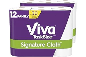 Viva Signature Cloth Paper Towels, Task Size - 12 Family Rolls (2 Packs of 6 Rolls) = 30 Regular Rolls (143 Sheets Per Roll)