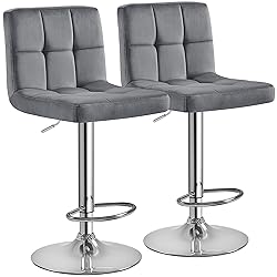 Yaheetech Bar Stools Set of 2, Adjustable Velvet