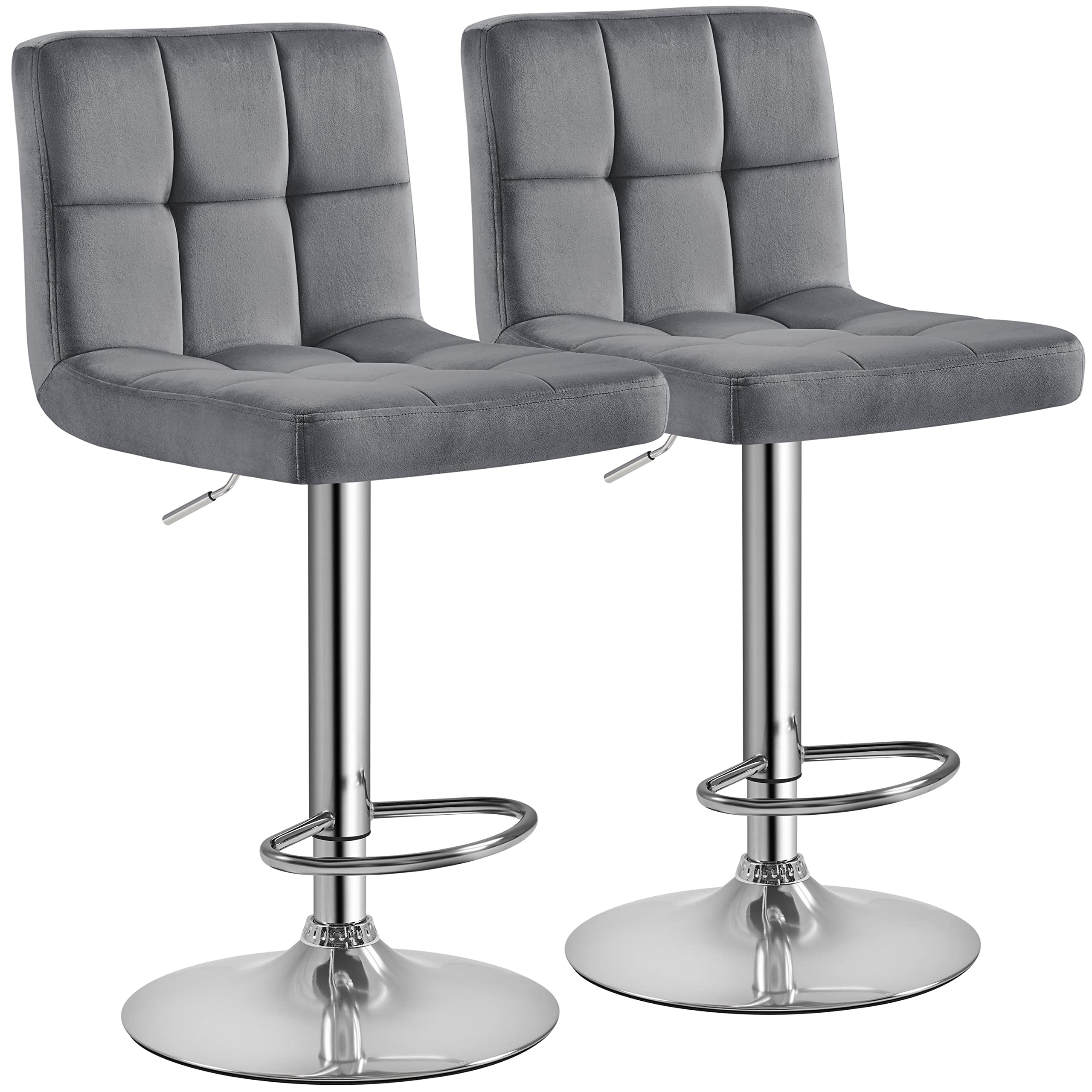 Yaheetech Bar Stools Set of 2, Adjustable Velvet