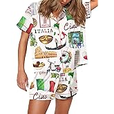 SHESHOW Satin Pajamas for Women Set Satin Button Down Short Sleeve Shirt and Shorts Summer Loungewear Size XS-XXL