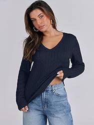 ANRABESS Womens Long Sleeve Cable Knit Sweater 2025