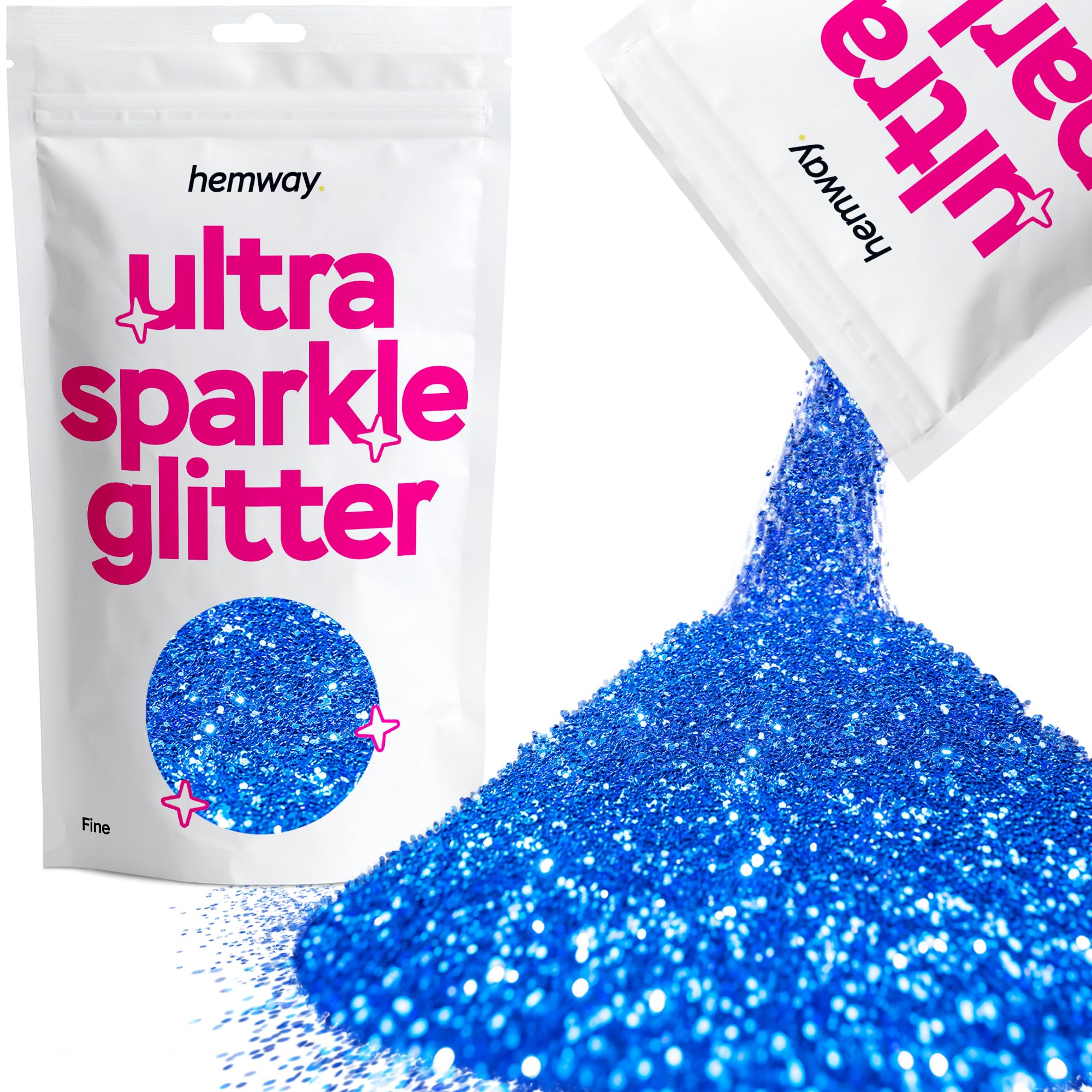 Hemway Ultra Sparkle Glitter Sapphire Blue 100g Fine | Glitter for Arts & Craft, Makeup, Nail Art, Crafting, Card Making, Sparkle Decoration