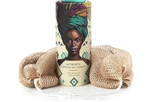 MINISENTIALS African Net Sponge Authentic with Knots - Afroscrub Exfoliating Net Sponge for Body Scrubber Exfoliator - Real African Bath Back Scrubber Washcloth Travel Protable and Dry Quickly