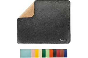 Fosmihao Leather Mouse Pad - Wood Mouse Pad, Double Side Mouse Pad with Stitched Edge, Waterproof Ultra Thin Mouse Pad for Co