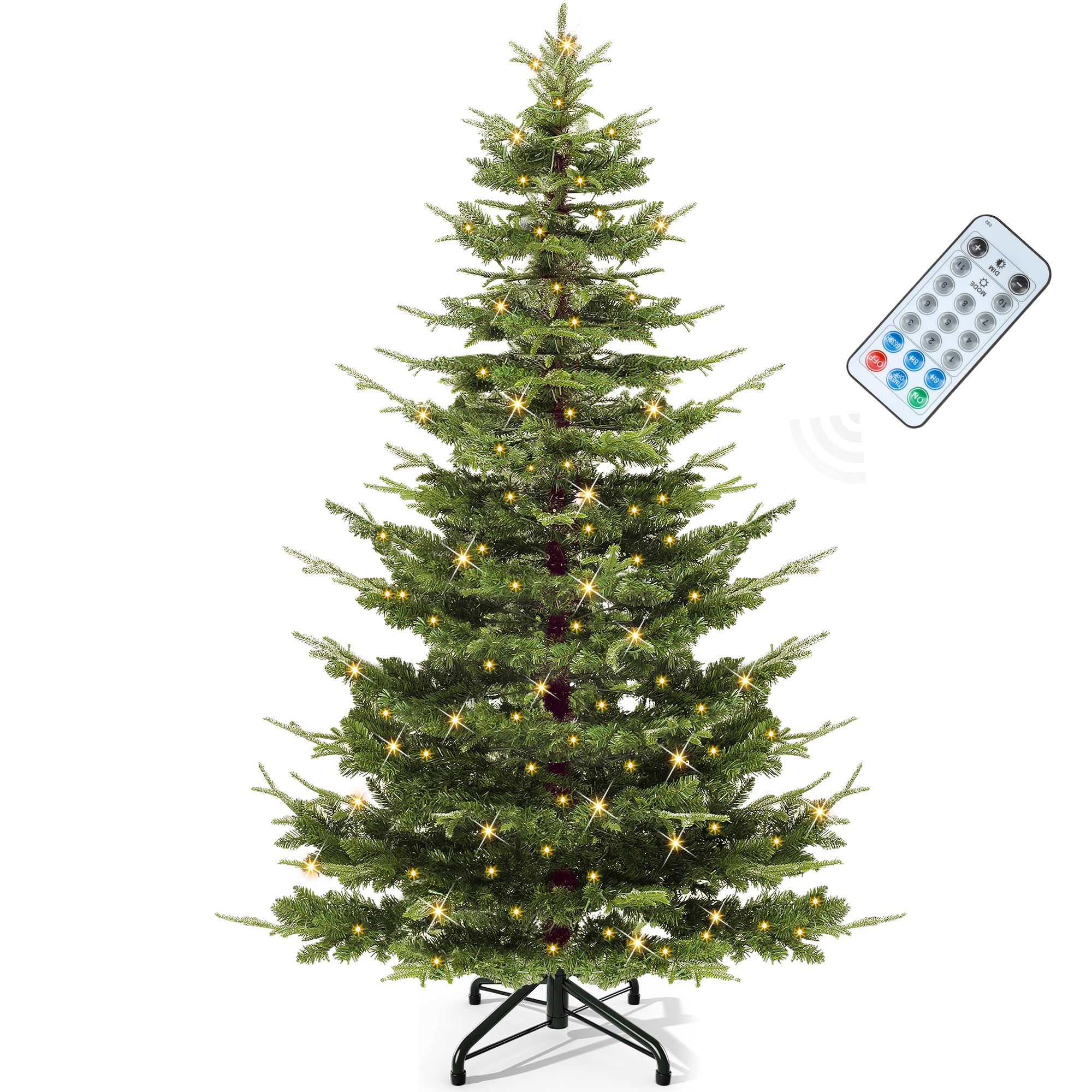 Photo 1 of **LIGHTS DO NOT WORK/MISSING REMOTE****YITAHOME 6.5ft Prelit Aspen Fir Christmas Tree with Remote Control, Crystal-Decorated Prelit Christmas Tree with 900 PE&PVC Mixed Branch Tips, 11 Lighting-Modes, Green