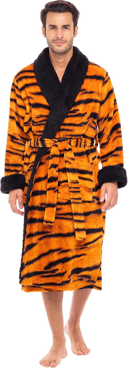 Alexander Del Rossa Men's Warm Fleece Robe, Plush Bathrobe at  Men’s Clothing store