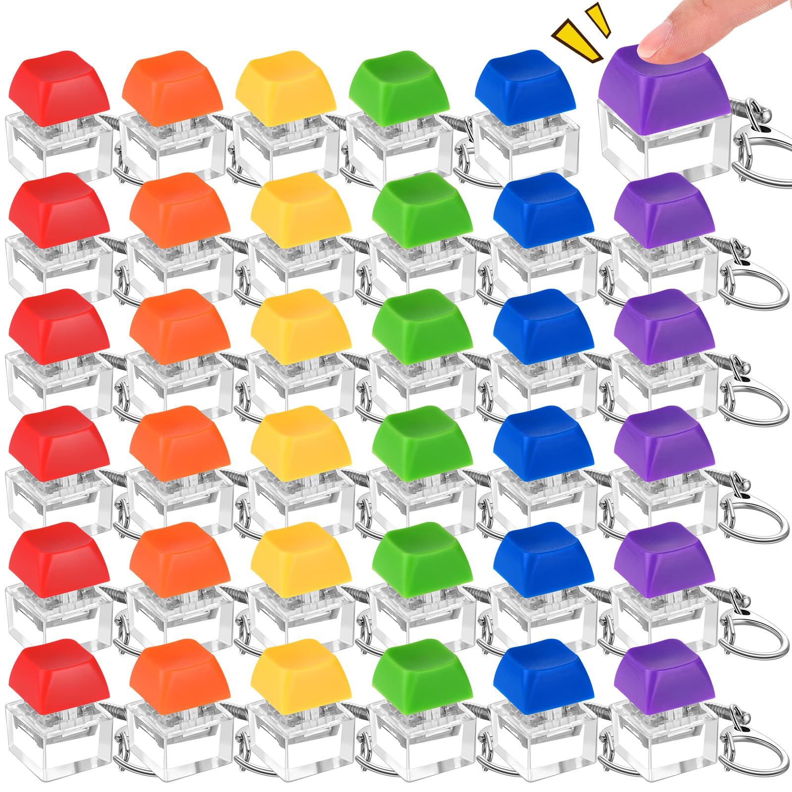 Photo 1 of Seeloowy 36 Pcs Keyboard Fidget Clicker Keyboard Keychain Decompression Relief Toys Button Stress Relief Gifts for Adults Pass The Time (Classic Color)