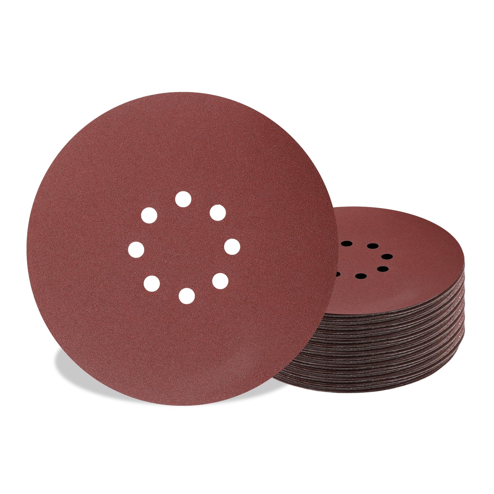 MAXXT 225mm Drywall Sander Sandpaper #40 25Pcs Hook & Loop Discs - Aluminum Oxide - 8 Holes