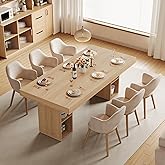 IDEALHOUSE 71-Inch Rectangular Oak Dining Table with Storage – Large 6-8 Person Wooden Kitchen Table Featuring a Spacious Tab